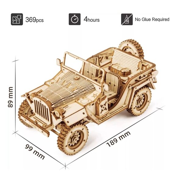 ROKR 1:18 Scale Army Field Car Model Kit 369 Pieces No Glue Needed 4 Hour Assemb - Picture 2 of 6